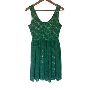 Azalea Green Scoop Neck Crochet Lace Dress